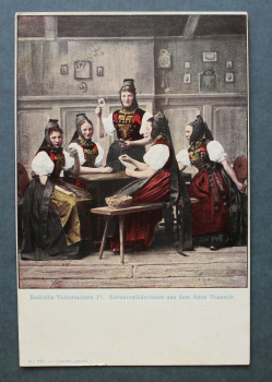 Ansichtskarte AK Badische Volkstrachten Schwarzwälderinnen 1905-1925 Karten spielen Frauen